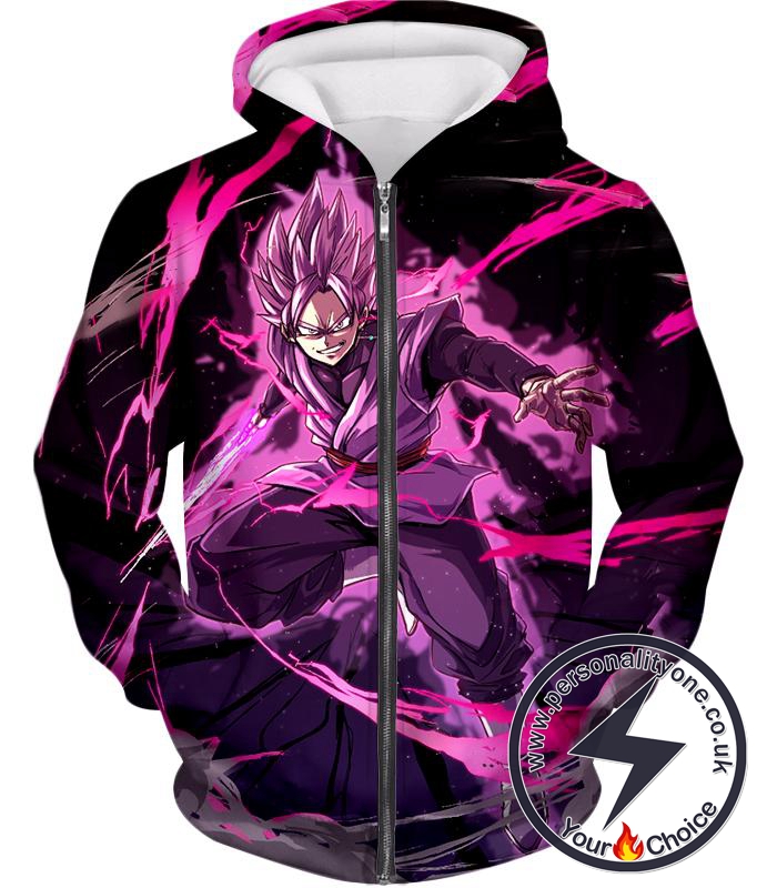 Dragon Ball Super Darkest Villain Zamasu Super Saiyan Rose Ultimate Action Black Zip Up Hoodie